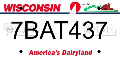 7BAT437 Wisconsin License Plate