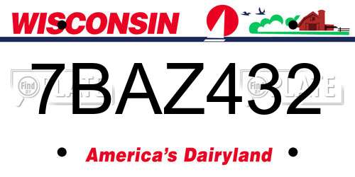 7BAZ432 Wisconsin License Plate