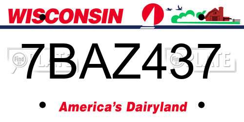 7BAZ437 Wisconsin License Plate