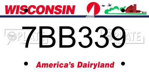 7BB339 Wisconsin License Plate