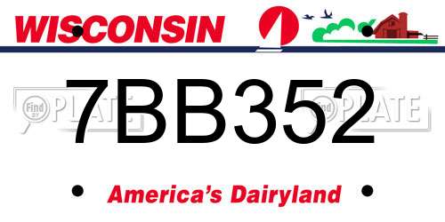 7BB352 Wisconsin License Plate
