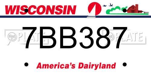 7BB387 Wisconsin License Plate