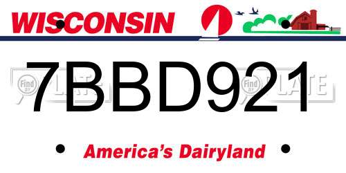 7BBD921 Wisconsin License Plate