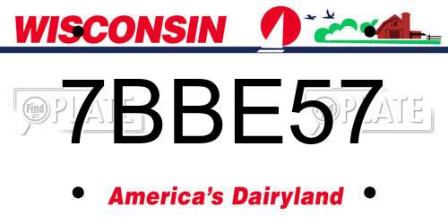 7BBE57 Wisconsin License Plate