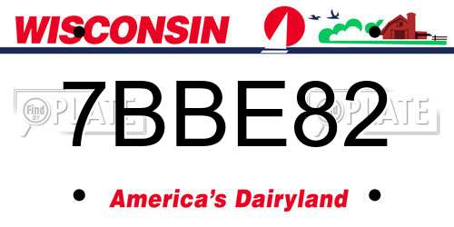 7BBE82 Wisconsin License Plate