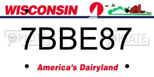 7BBE87 Wisconsin License Plate