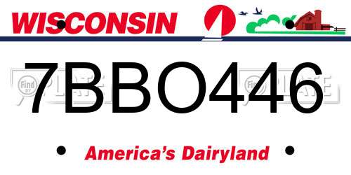 7BBO446 Wisconsin License Plate