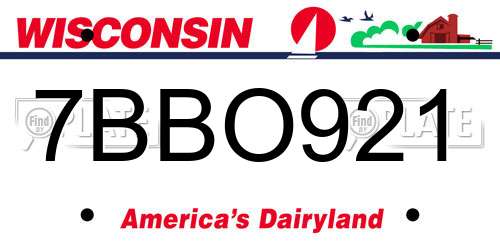 7BBO921 Wisconsin License Plate