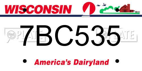 7BC535 Wisconsin License Plate