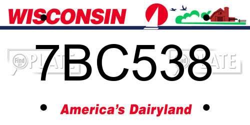 7BC538 Wisconsin License Plate