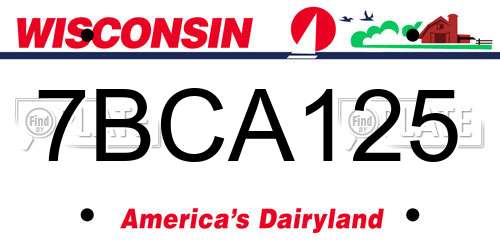 7BCA125 Wisconsin License Plate