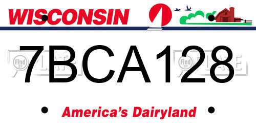 7BCA128 Wisconsin License Plate