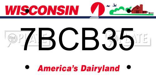 7BCB35 Wisconsin License Plate