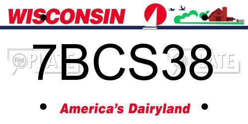 7BCS38 Wisconsin License Plate