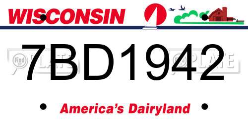 7BD1942 Wisconsin License Plate