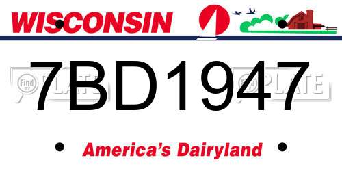 7BD1947 Wisconsin License Plate