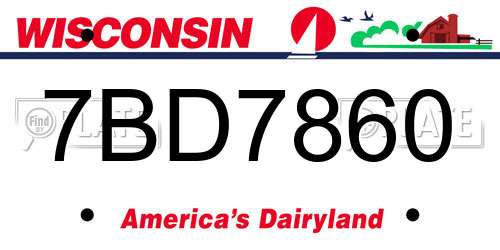 7BD7860 Wisconsin License Plate