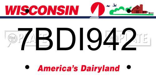 7BDI942 Wisconsin License Plate