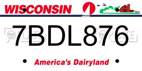 7BDL876 Wisconsin License Plate