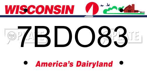 7BDO83 Wisconsin License Plate
