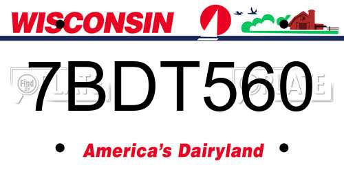 7BDT560 Wisconsin License Plate