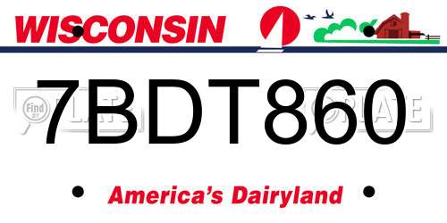 7BDT860 Wisconsin License Plate