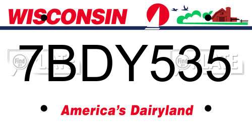7BDY535 Wisconsin License Plate