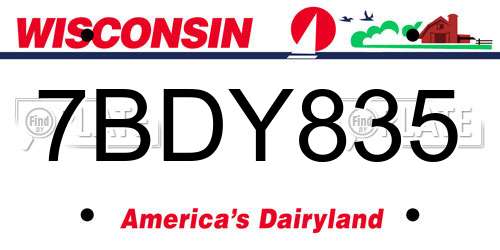 7BDY835 Wisconsin License Plate