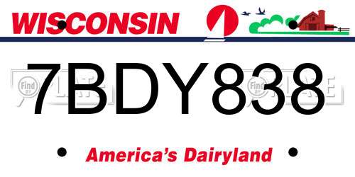 7BDY838 Wisconsin License Plate