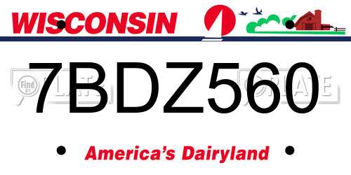 7BDZ560 Wisconsin License Plate