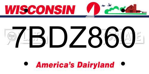 7BDZ860 Wisconsin License Plate