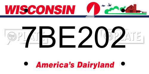 7BE202 Wisconsin License Plate