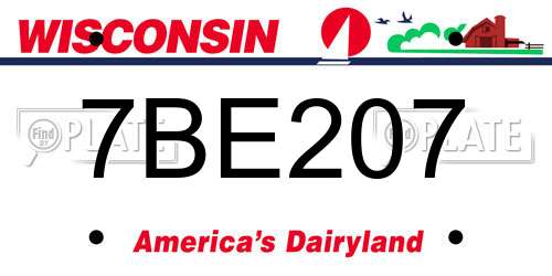 7BE207 Wisconsin License Plate