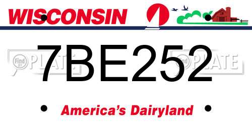 7BE252 Wisconsin License Plate