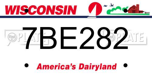 7BE282 Wisconsin License Plate