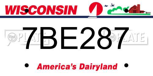 7BE287 Wisconsin License Plate