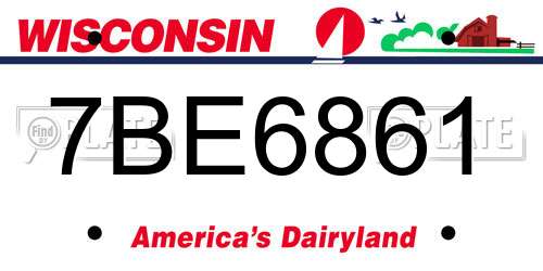 7BE6861 Wisconsin License Plate