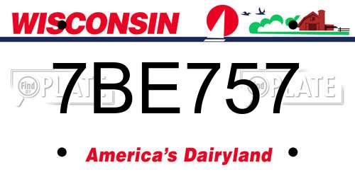 7BE757 Wisconsin License Plate