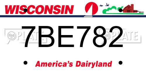 7BE782 Wisconsin License Plate