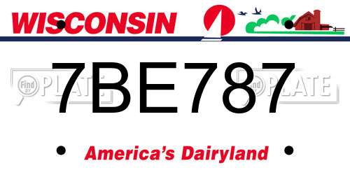 7BE787 Wisconsin License Plate