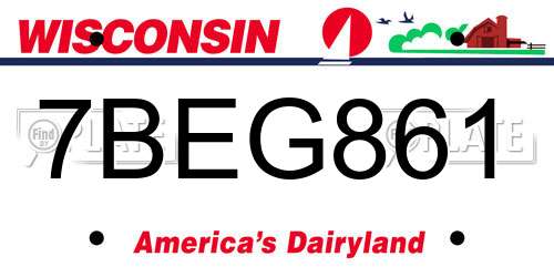7BEG861 Wisconsin License Plate