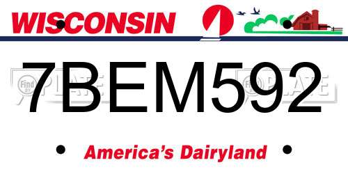 7BEM592 Wisconsin License Plate