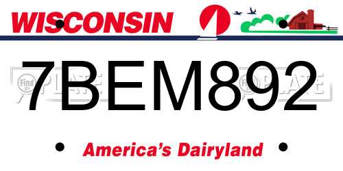 7BEM892 Wisconsin License Plate