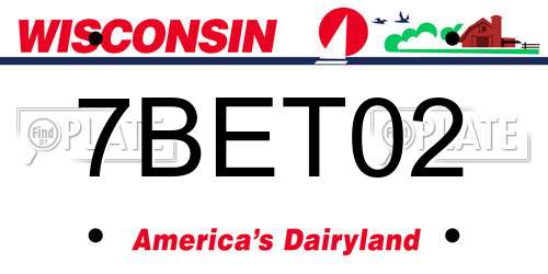 7BET02 Wisconsin License Plate