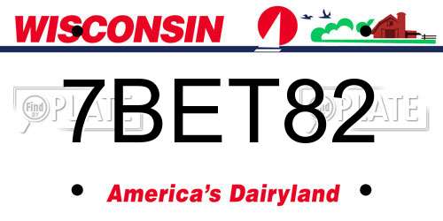 7BET82 Wisconsin License Plate