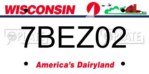 7BEZ02 Wisconsin License Plate