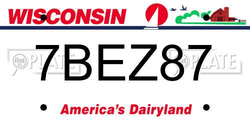 7BEZ87 Wisconsin License Plate
