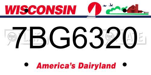 7BG6320 Wisconsin License Plate