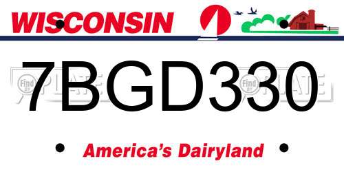 7BGD330 Wisconsin License Plate
