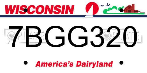 7BGG320 Wisconsin License Plate